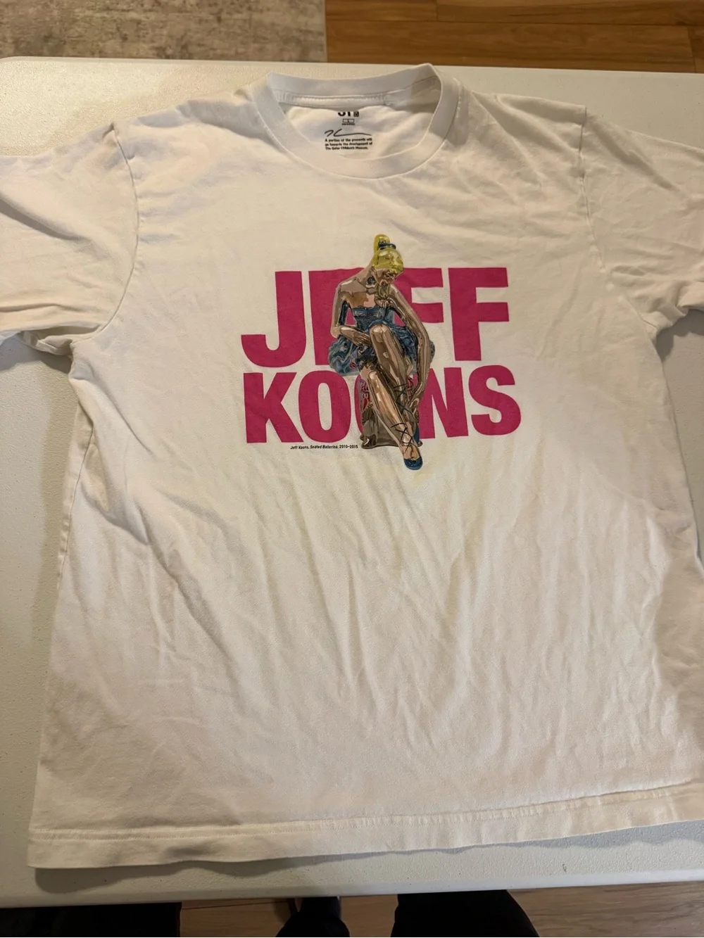 Uniqlo Jeff Koons White Seated Ballerina T Shirt Size L Art Dog Rare Classic Y2k